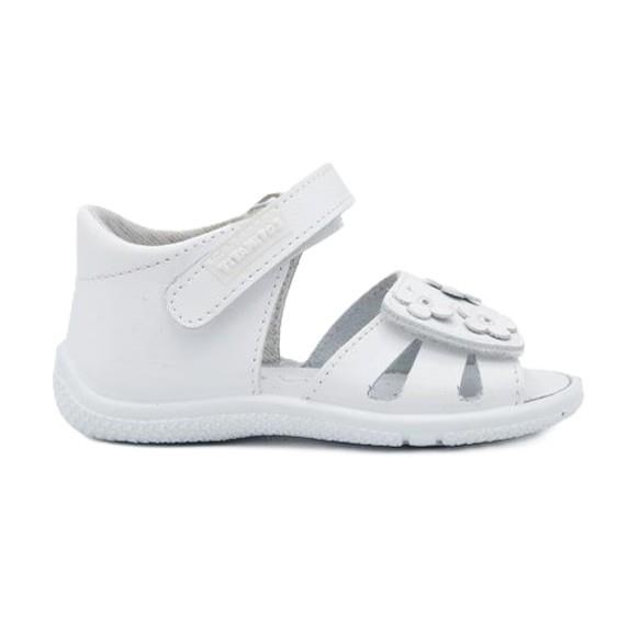 Sandalias piel lavable Blanco flores 1