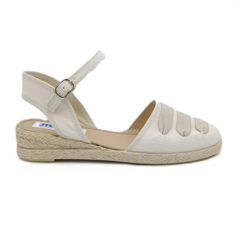 Alpargatas cintas beige cuña 