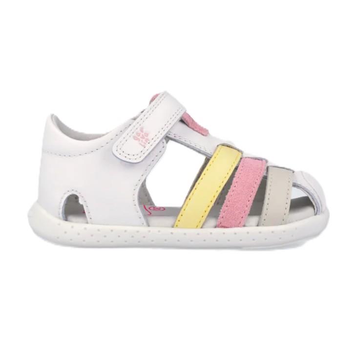 Sandalias cangrejera piel blanco niña