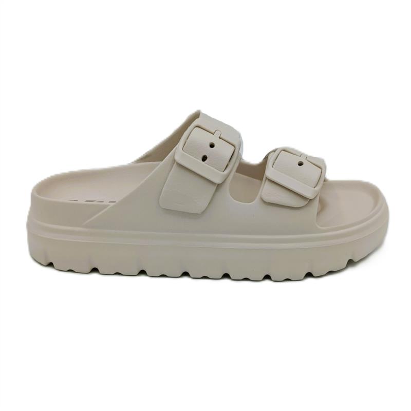 Sandalias goma Beige 2 hebillas