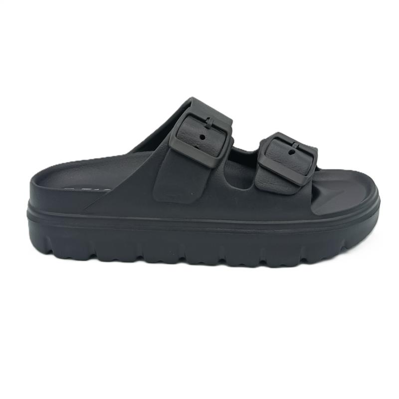 Sandalias goma Negro 2 hebillas