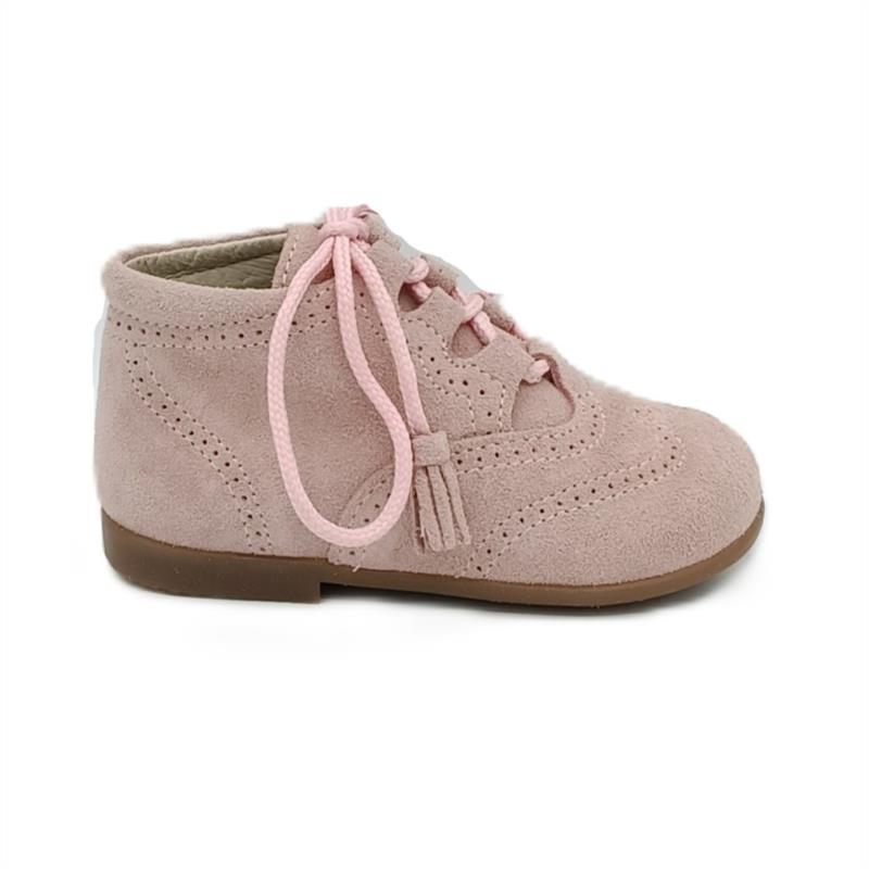 Bota inglesa serraje Rosa Maquillaje cordones 