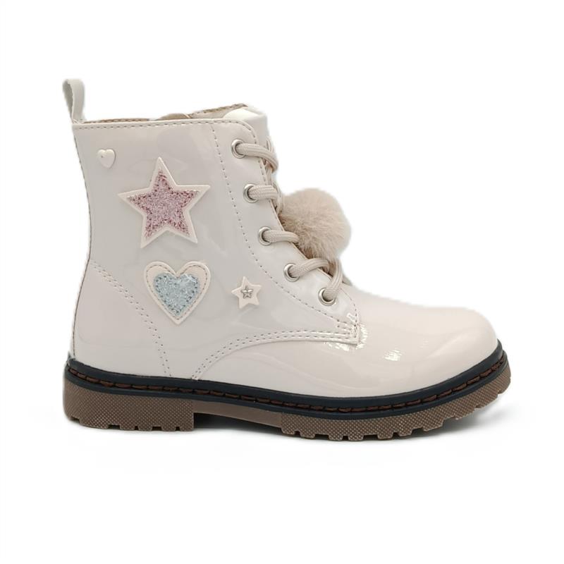 Bota Martens charol estrella Beige 