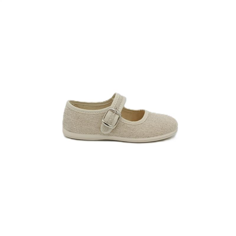 Merceditas lino Beige hebilla