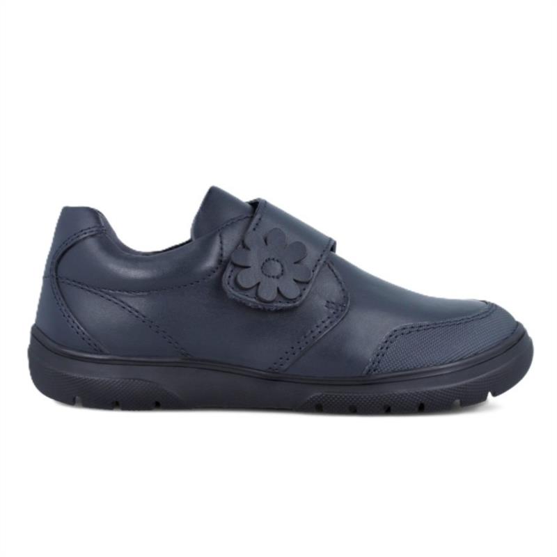Zapato niña colegial Azul flor 