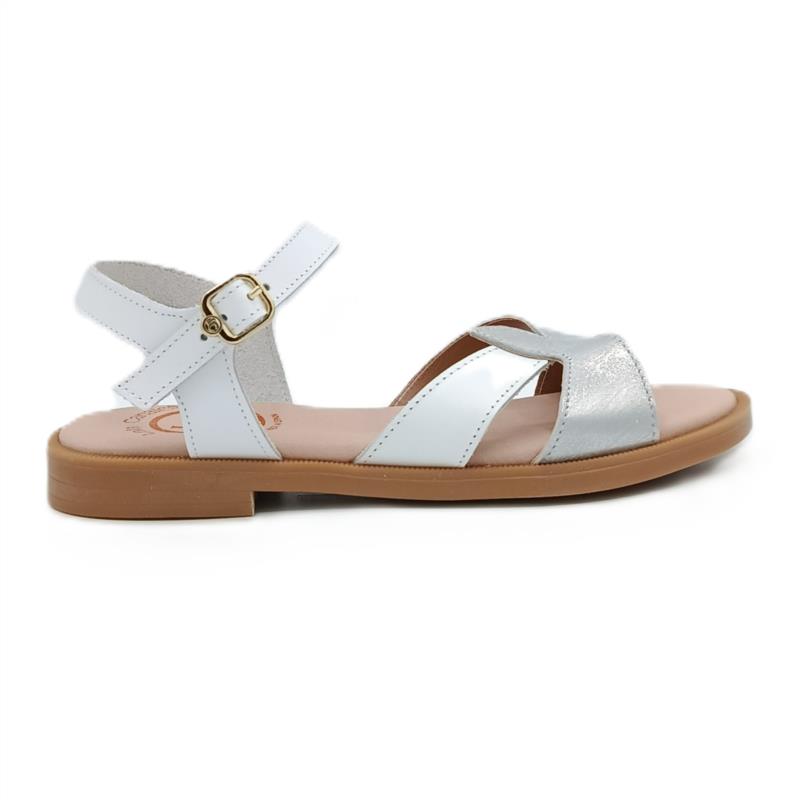 Sandalias piel Blanco y Plata