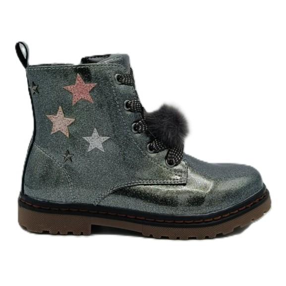 Botas de charol efecto purpurina en Gris plomo con estrellas
