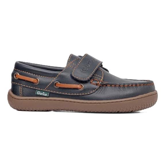  Zapatos Náuticos Barefoot de piel en Azul marino con cierre adherente