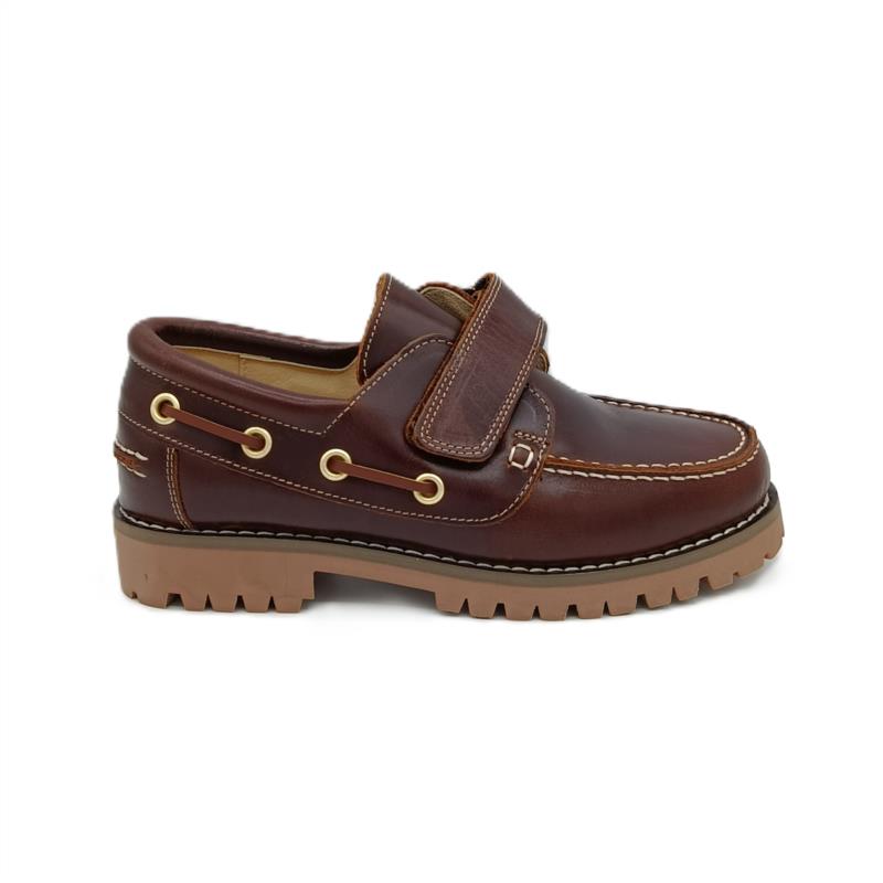 Zapatos nauticos napa Marrón cierre adherente 