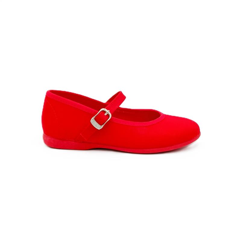  Merceditas lona pique Rojo hebilla