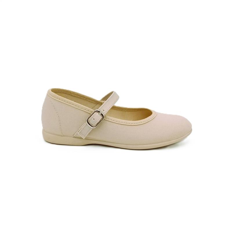 Merceditas lona pique Beige hebilla
