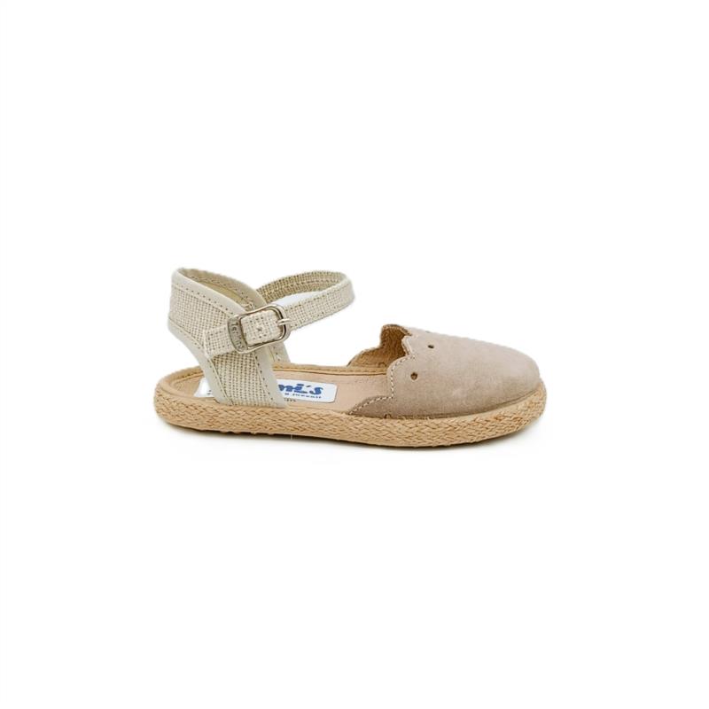 Alpargatas serraje Beige hebilla 