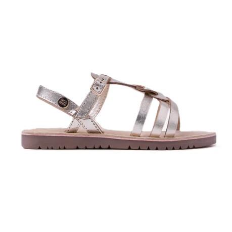 Sandalias doradas trenzado cierre hebilla 