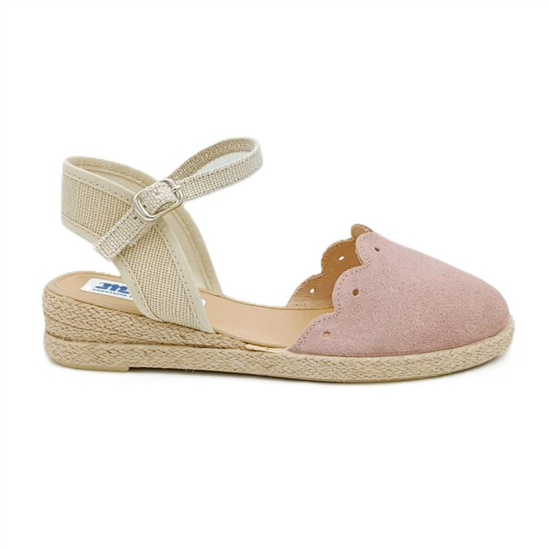 Alpargatas serraje Rosa Maquillaje con cuña 