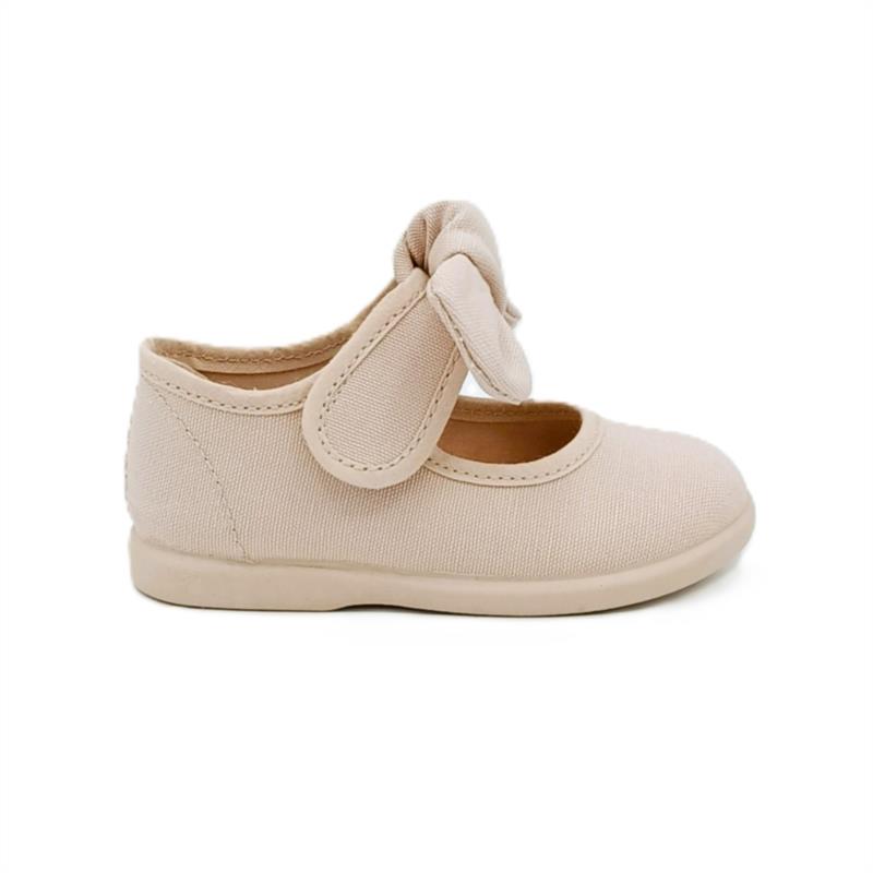 Merceditas lona Beige lazo cierre adherente