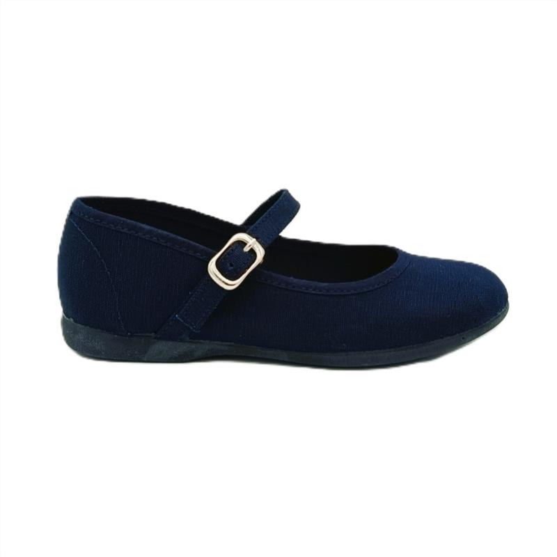Merceditas lona pique Azul Marino hebilla
