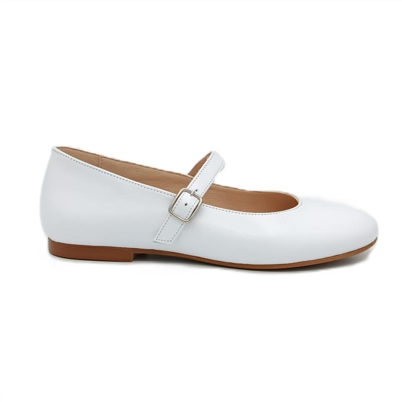 Merceditas piel Blanco hebilla 