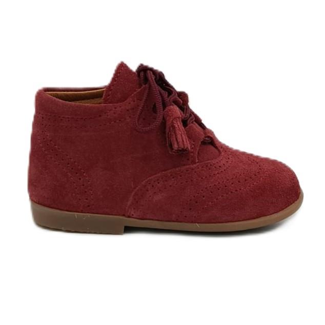 Bota inglesita de piel en serraje Granate