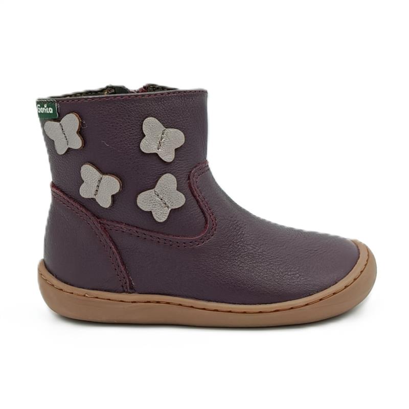 Botas Barefoot de piel Granate con pequeñas mariposas