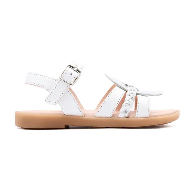 Sandalias piel blanco flor