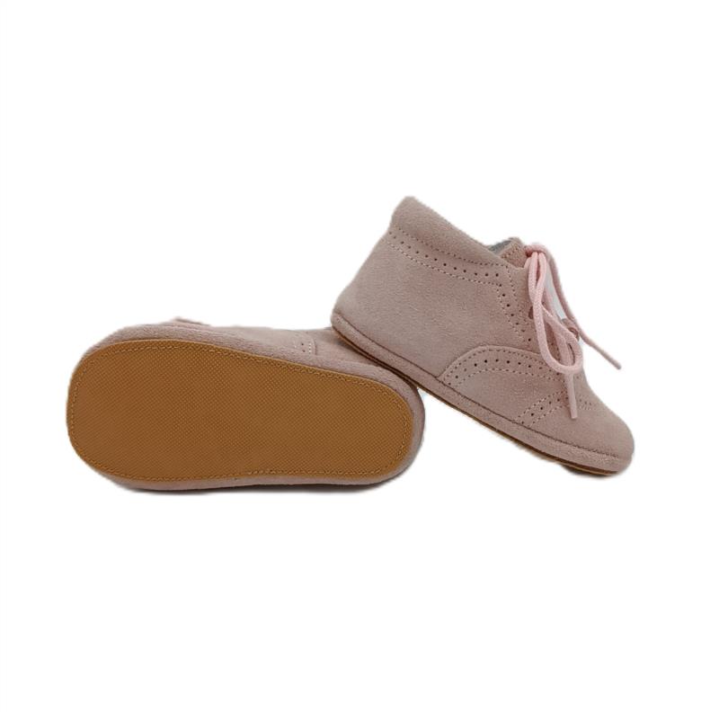 Bota inglesita serraje Rosa Maquillaje cordones semi-suela 