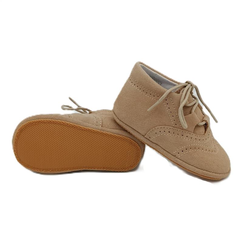 Bota inglesita serraje Camel semi-suela cordones 