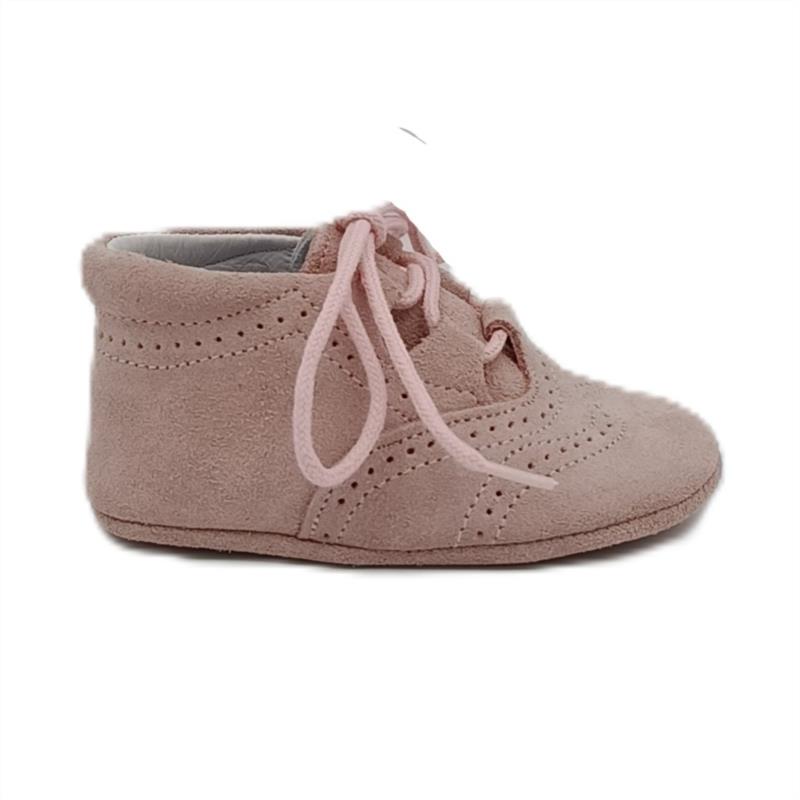 Bota inglesita serraje Rosa Maquillaje cordones 